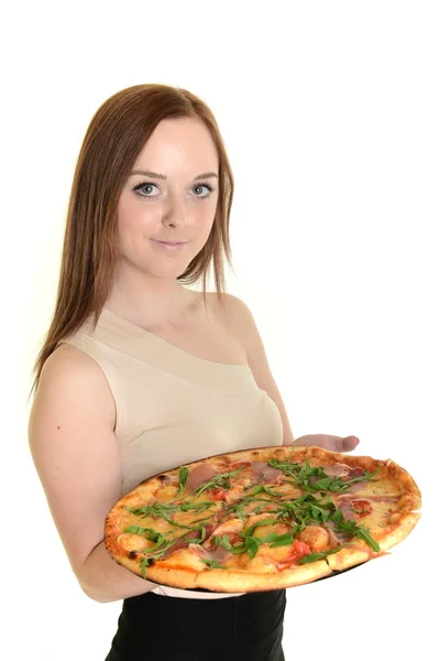 おいしいピザを食べる少女 — ストック写真