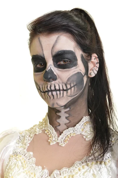Körperbemalung Totenmaske Totenkopf Gesichtskunst — Stockfoto