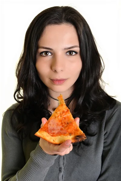 Mulher com pizza — Fotografia de Stock