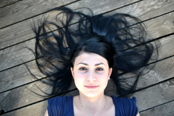 A street portrait of a beautiful young woman — Stock Photo, Image