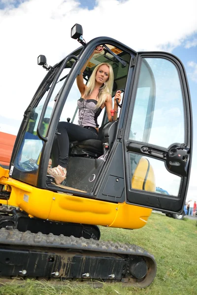 Beautiful woman in truck — Stock Photo, Image