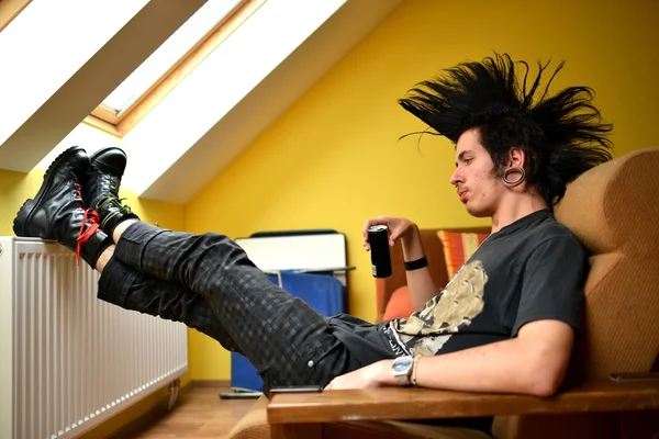 Punk boy at home — Stock Photo, Image