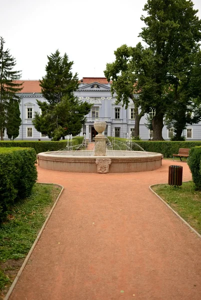 Palazzo e parco con fotaina — Foto Stock