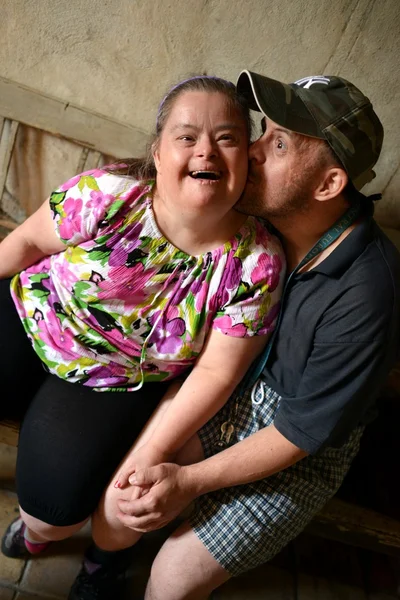 Down syndrome couple — Stock Photo, Image