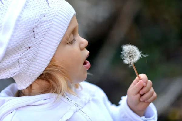Child with dandelion — Stock Photo, Image