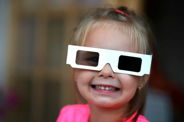 Girl with 3d glasses — Stock Photo, Image