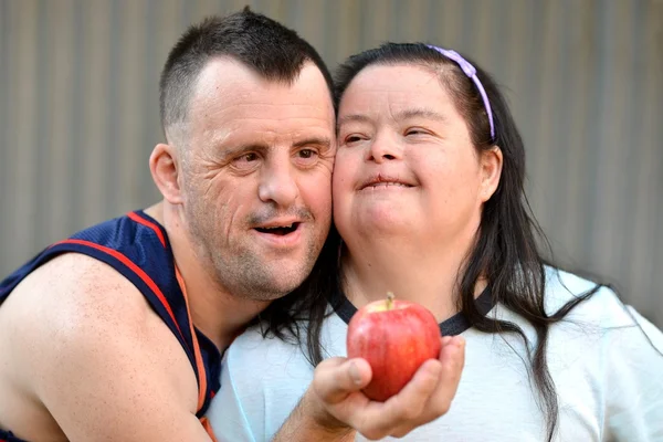 Couple with down syndrome — Stock Photo, Image