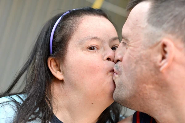 Couple with down syndrome — Stock Photo, Image