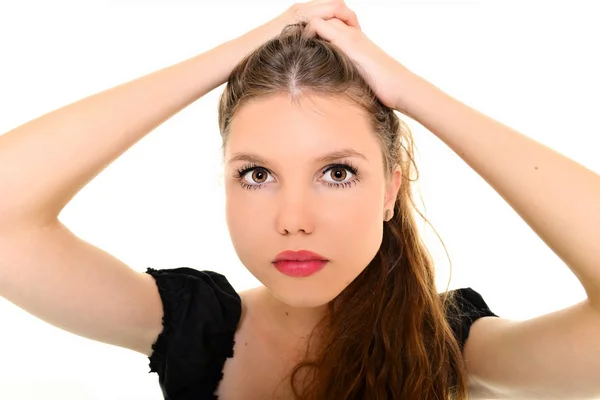 Mulher com cabelo comprido — Fotografia de Stock