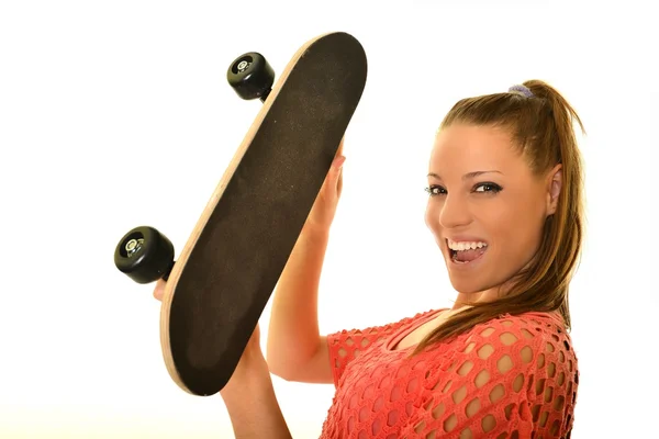 Girl with skateboard — Stock Photo, Image