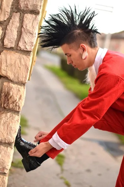 Babbo Natale cattivo in stile punk — Foto Stock