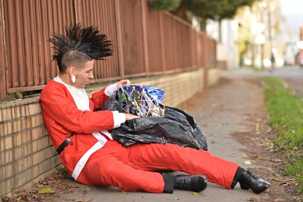 Bad santa w stylu punk — Zdjęcie stockowe