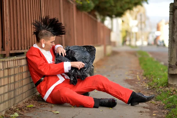 Bad santa in punk stijl — Stockfoto