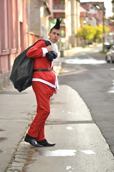 Bad santa in punk stijl — Stockfoto