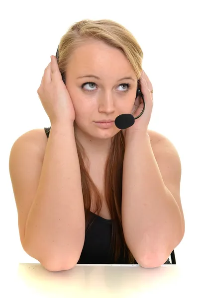 Operador de telefonía de soporte en auriculares — Foto de Stock