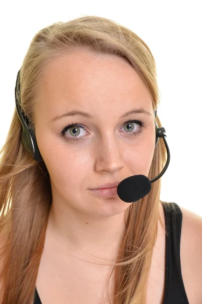 Support telefon operatör i headset — Stockfoto