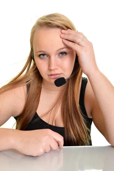 Operador de telefonía de soporte en auriculares — Foto de Stock