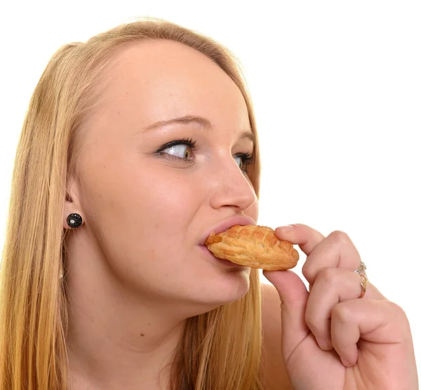 Mulher com biscoito — Fotografia de Stock