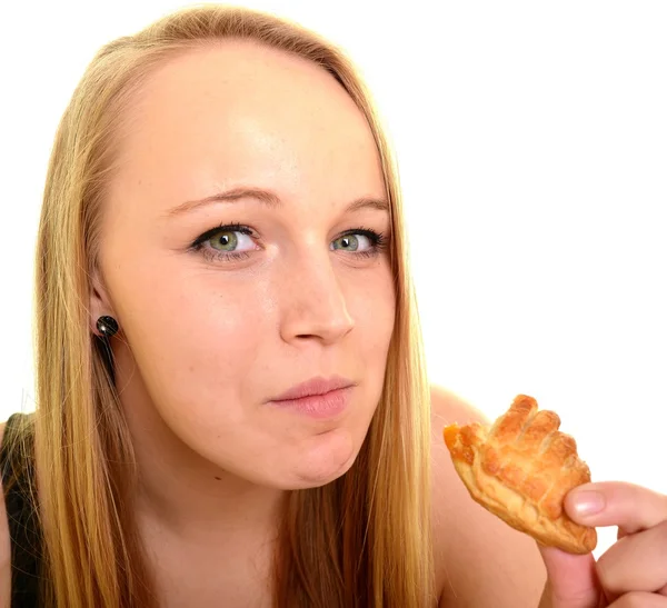 Mujer con galleta — Foto de Stock