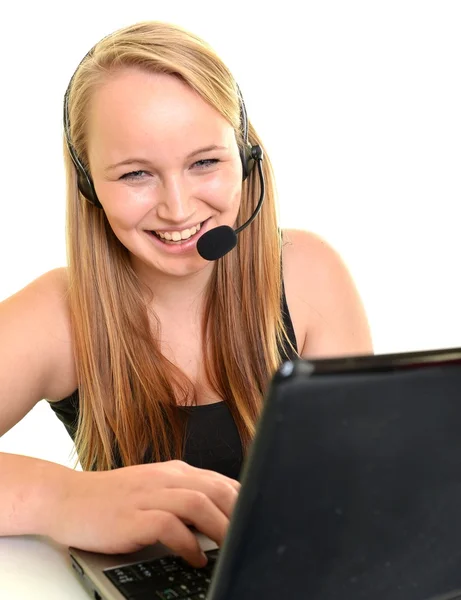 Opérateur de téléphone de soutien dans casque — Photo