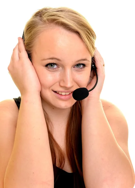 Support phone operator in headset — Stock Photo, Image