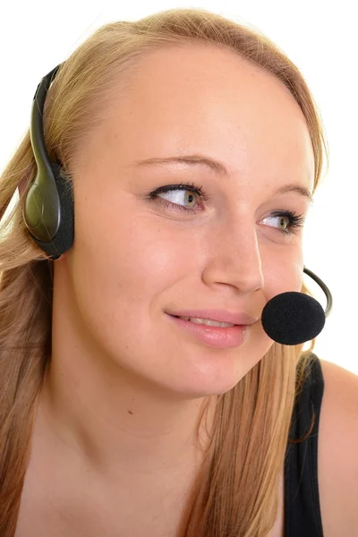 Support telefon operatör i headset — Stockfoto