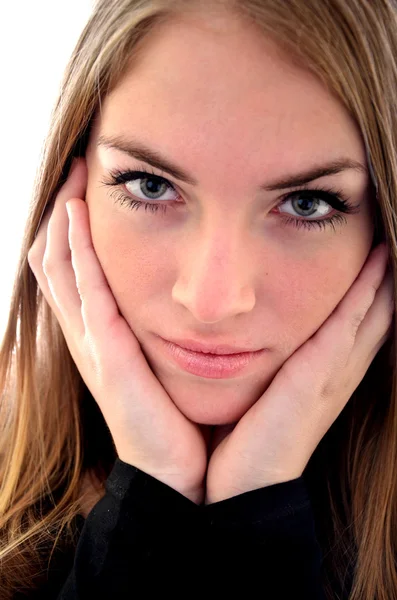 Portrait Of Young Smiling Beautiful Woman Stock Photo