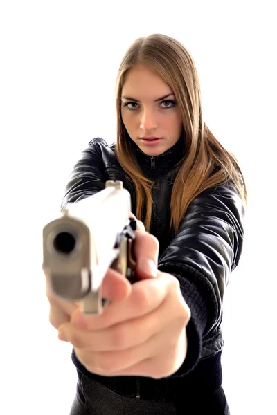 Donna con una pistola — Foto Stock