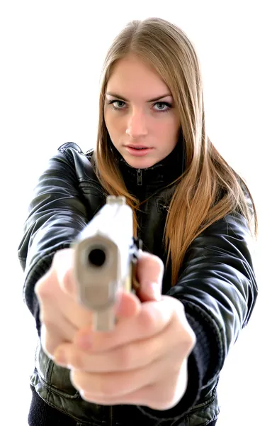 Donna con una pistola — Foto Stock