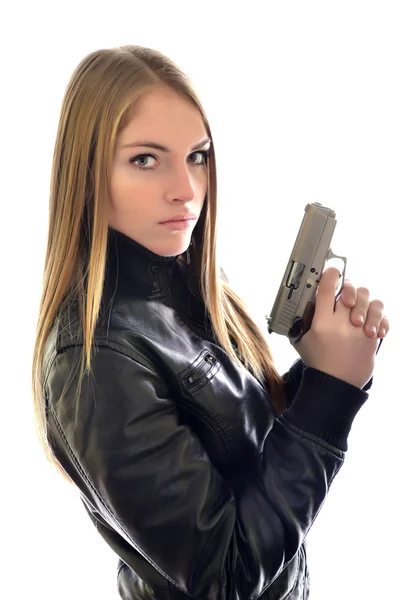 Woman with a gun — Stock Photo, Image