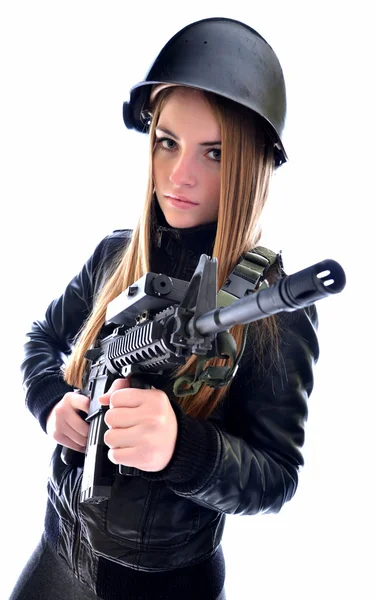 Femme avec un pistolet — Photo