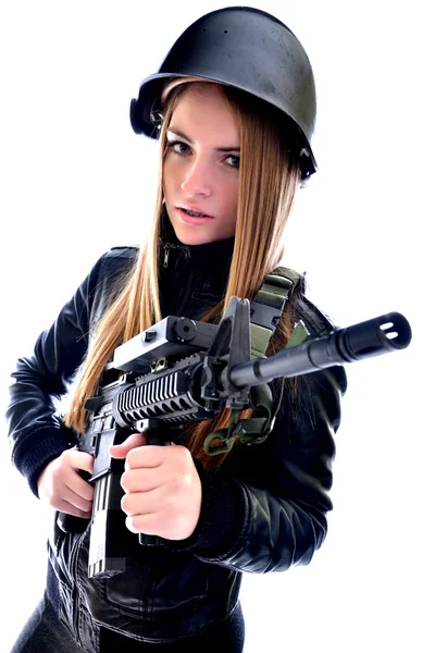 Woman with a gun — Stock Photo, Image