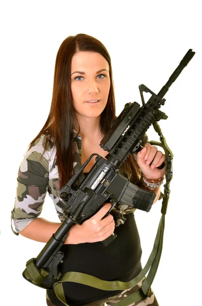 Donna con una pistola — Foto Stock