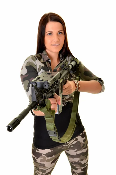 Donna con una pistola — Foto Stock