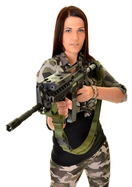 Woman with a gun — Stock Photo, Image