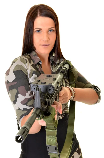 Woman with a gun — Stock Photo, Image