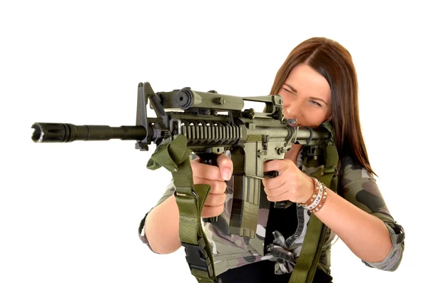 Mulher com uma arma — Fotografia de Stock