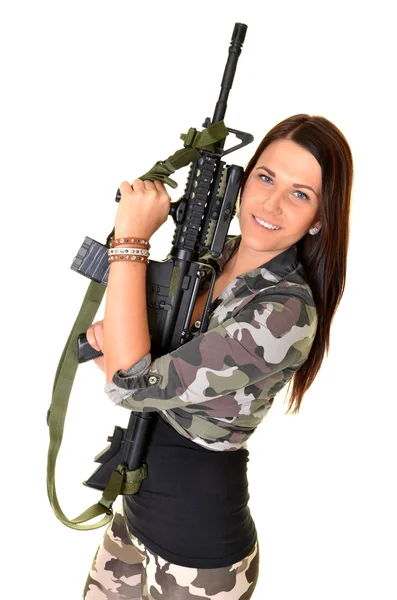 Woman with a gun — Stock Photo, Image