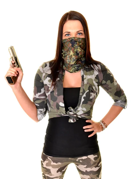 Woman with a gun — Stock Photo, Image