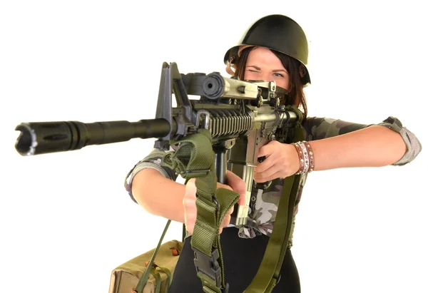 Mujer con un arma — Foto de Stock