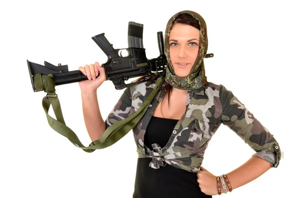 Woman with a gun — Stock Photo, Image