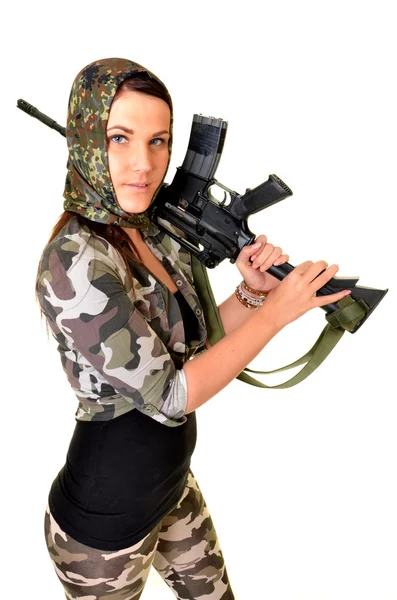 Woman with a gun — Stock Photo, Image