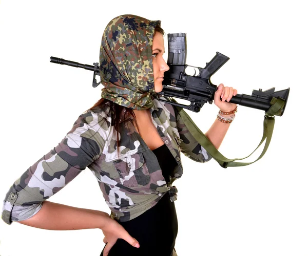 Woman with a gun — Stock Photo, Image