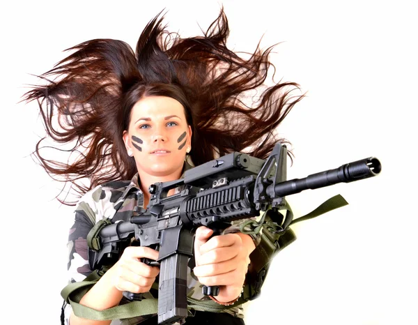 Woman with a gun — Stock Photo, Image