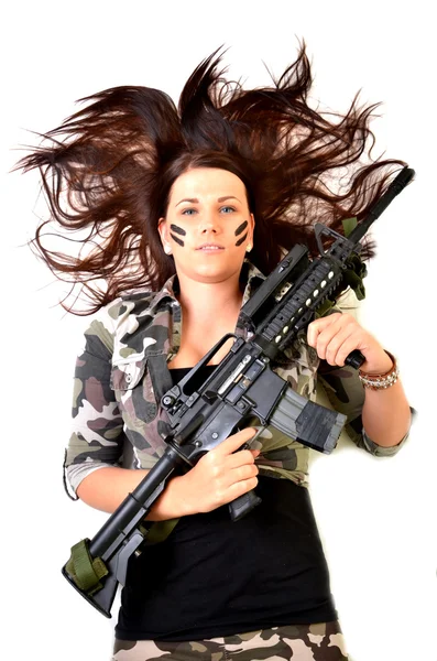 Kobieta z pistoletem — Zdjęcie stockowe