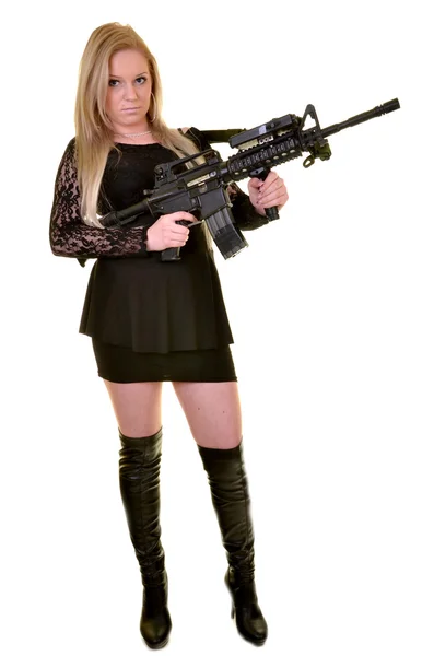 총을 든 섹시 한 여자 — 스톡 사진