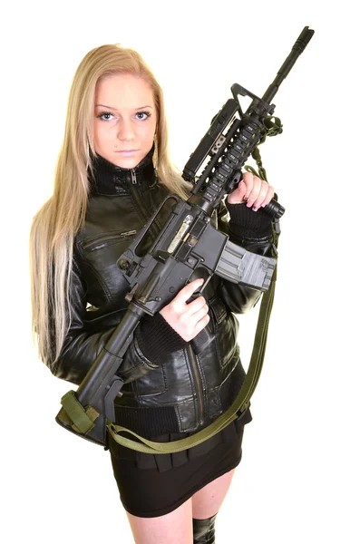 총을 든 섹시 한 여자 — 스톡 사진