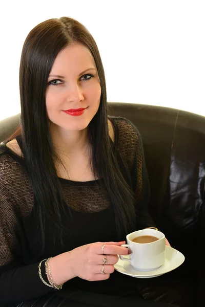 Mujer sosteniendo taza de té o café —  Fotos de Stock