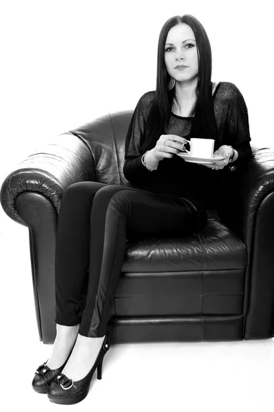 Woman holding cup of tea or coffee — Stock Photo, Image