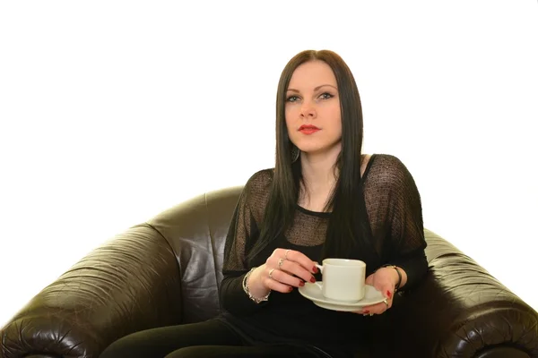 Woman holding cup of tea or coffee — Stock Photo, Image